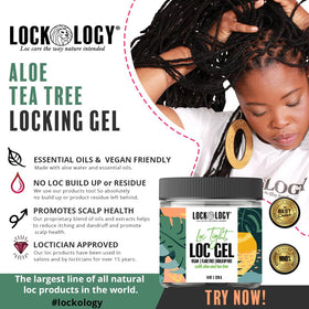 Lockology label ingredients closeup listing aloe, tea tree and natural extracts