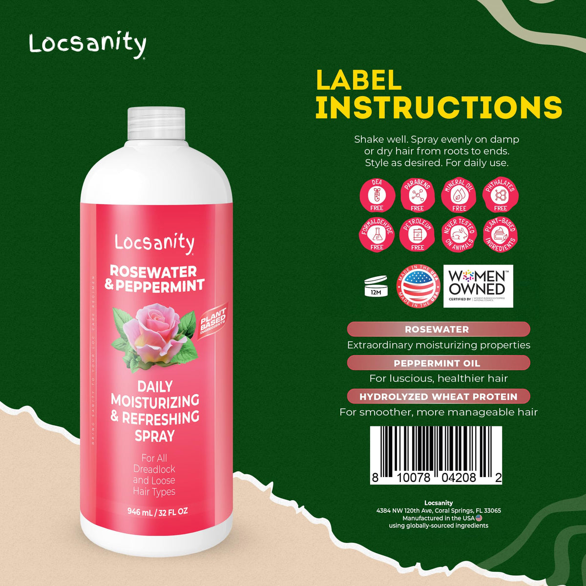 Locsanity bottle next to scale for size demonstrating 32 fl oz value
