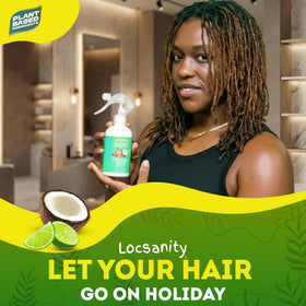 Locsanity closeup label highlighting ingredients like coconut oil and sea salt benefits