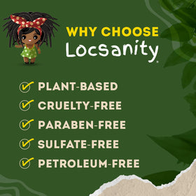 Close-up of Locsanity formula droplet, shows lightweight texture and absorption benefit