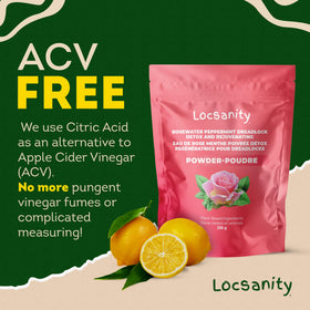 Locsanity dissolved detox soak in bowl demonstrating easy mixing and clean rinse