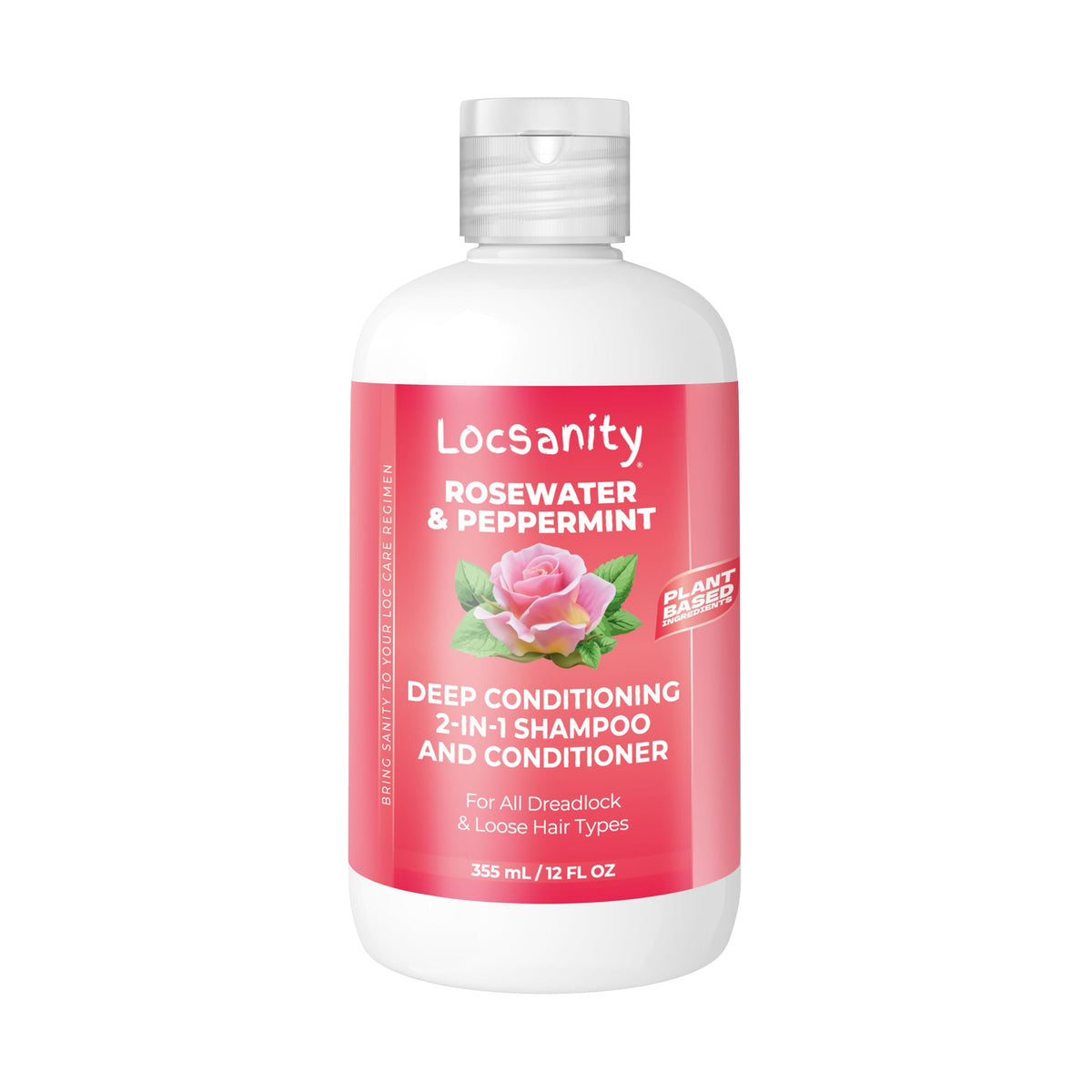 Locsanity front bottle showing product branding and scent benefits