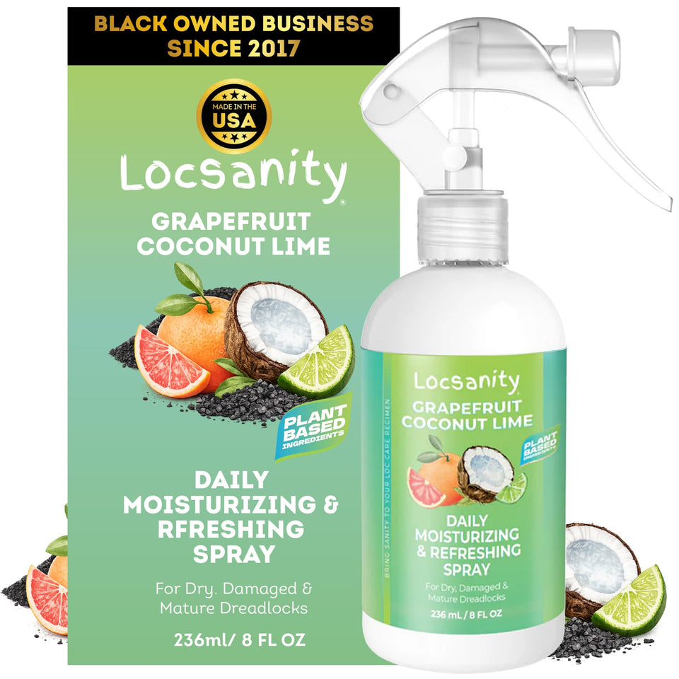 Locsanity front packaging bottle showing product label and size benefit