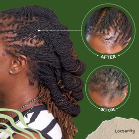 Locsanity in use retightening a microloc root, enables controlled, pain-free maintenance
