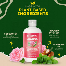 Locsanity rosewater close-up highlighting natural soothing ingredient