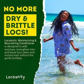 Locsanity label detail with ingredients list for clean, plant-based care