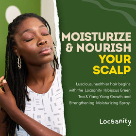 Label detail of Locsanity ingredients list, emphasizes botanical green tea and hibiscus benefit