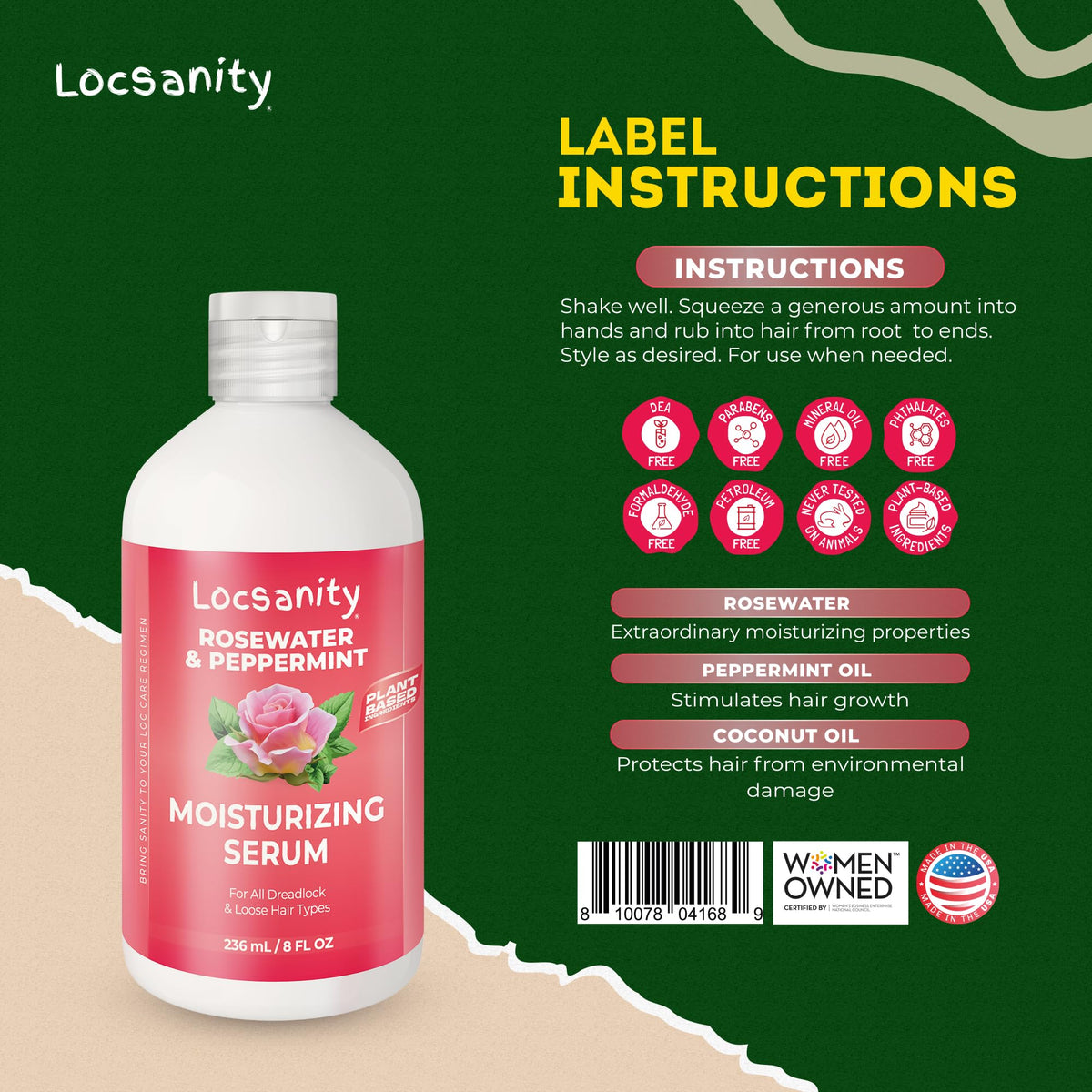 Locsanity on bathroom shelf lifestyle shot signaling daily routine boost