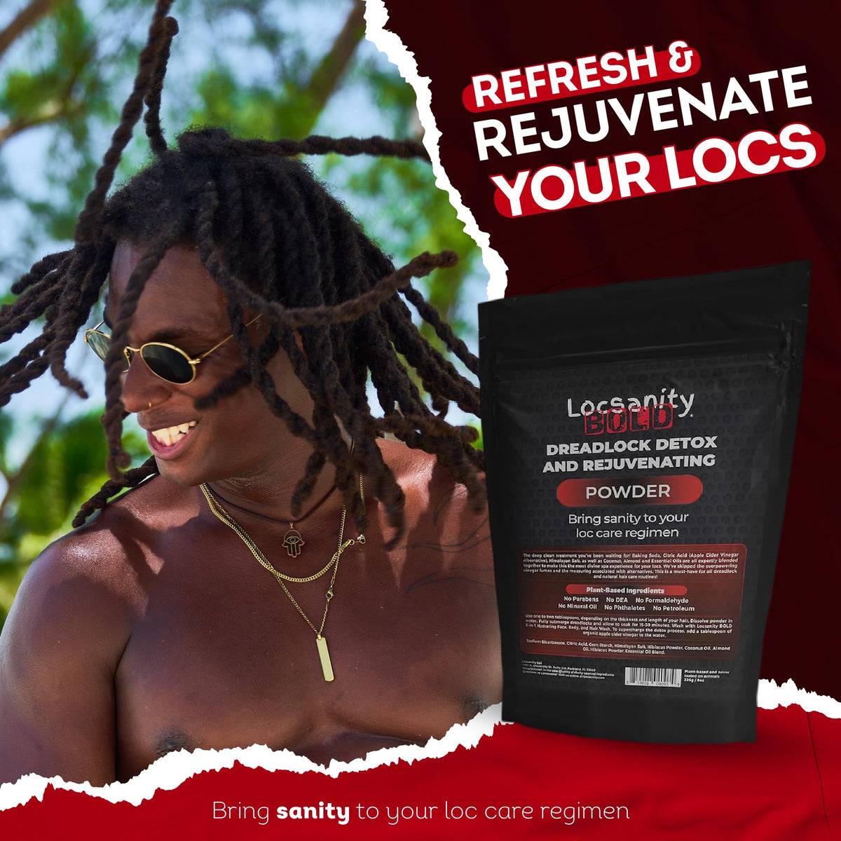 Locsanity powder being mixed into paste for convenient at-home treatment