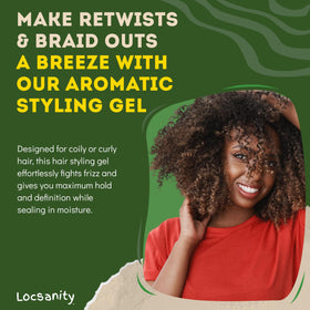 Locsanity applied at loc roots demonstrating neat parting and control