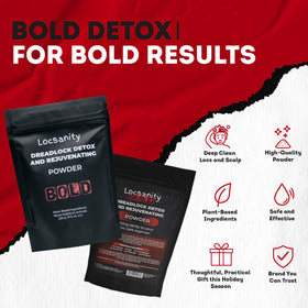 Locsanity powder in hand demonstrating texture and easy-to-mix benefit