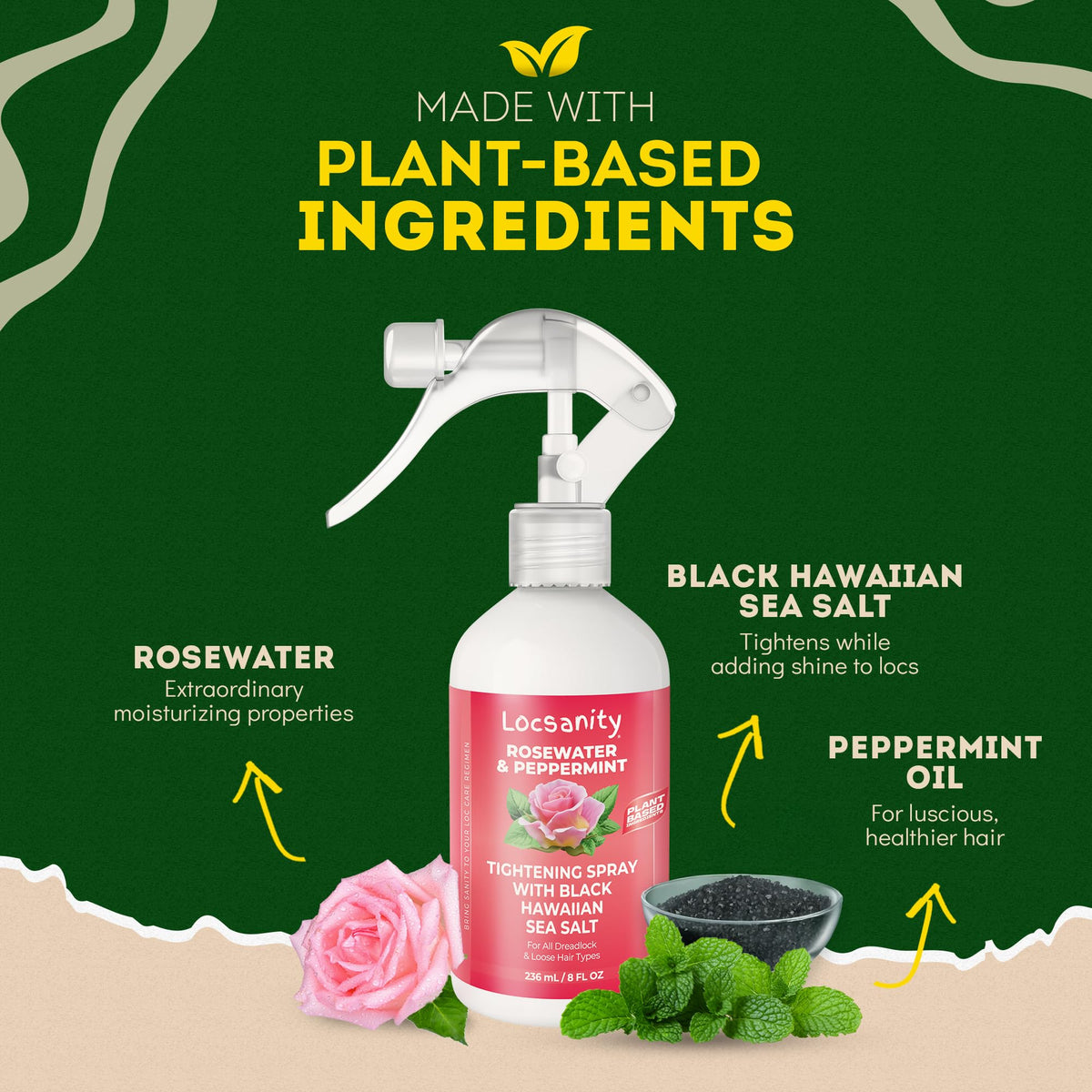 Locsanity rosewater droplets close-up highlighting hydration benefits