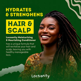 Locsanity 12 fl oz bottle held in hand showing size and convenience
