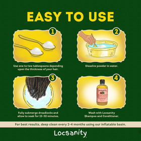 Locsanity powder used in a basin soak offering simple at-home detox