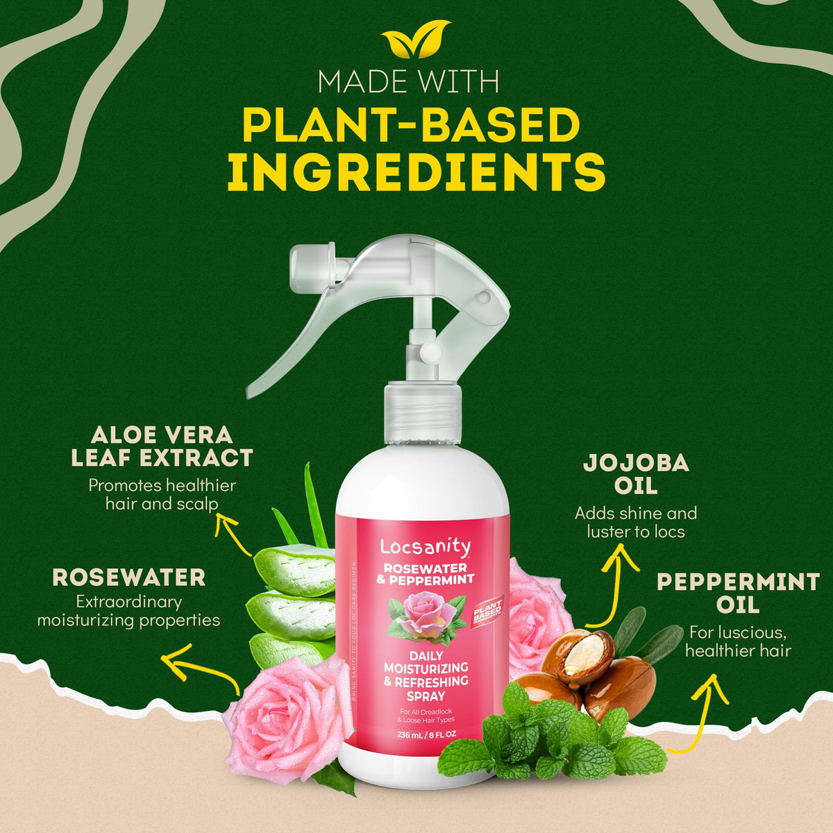 Locsanity spray action misting over locs for even hydration and refresh benefit