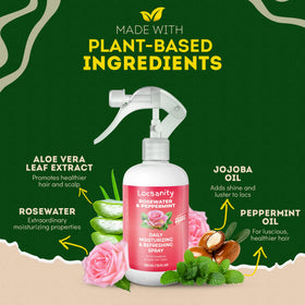 Locsanity spray nozzle dispensing fine mist for even lightweight hydration