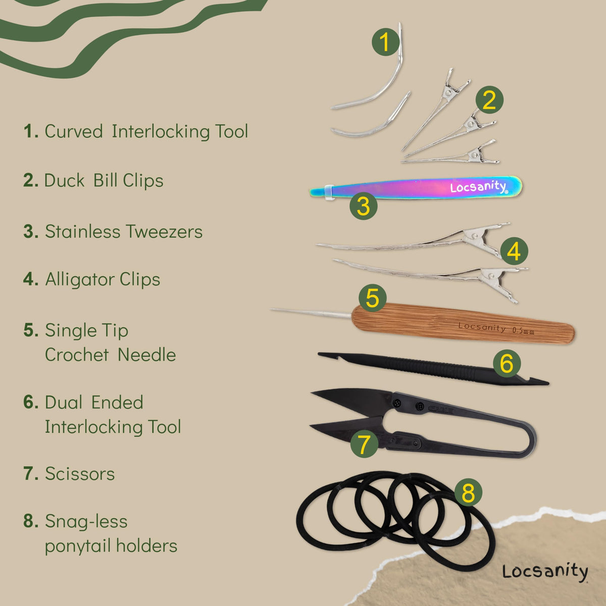 Locsanity crochet needle gliding through a loc demonstrating snag-free action