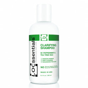 LOCssentials clarifying shampoo front bottle showing clean packaging and benefits