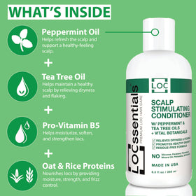 LOCssentials in-use scalp massage on locs demonstrating soothing, refreshing effect