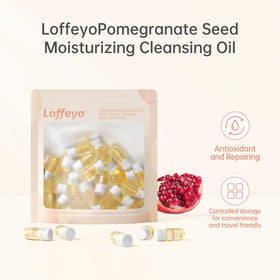 Loffeyo packet tucked in travel bag among toiletries showing leak-proof convenience benefit