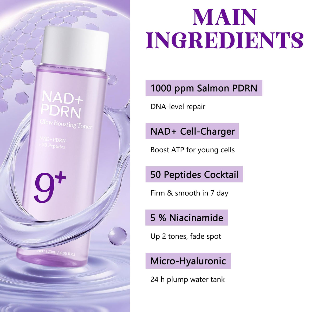 Loicwoo clear toner drop on hand demonstrating lightweight hydration