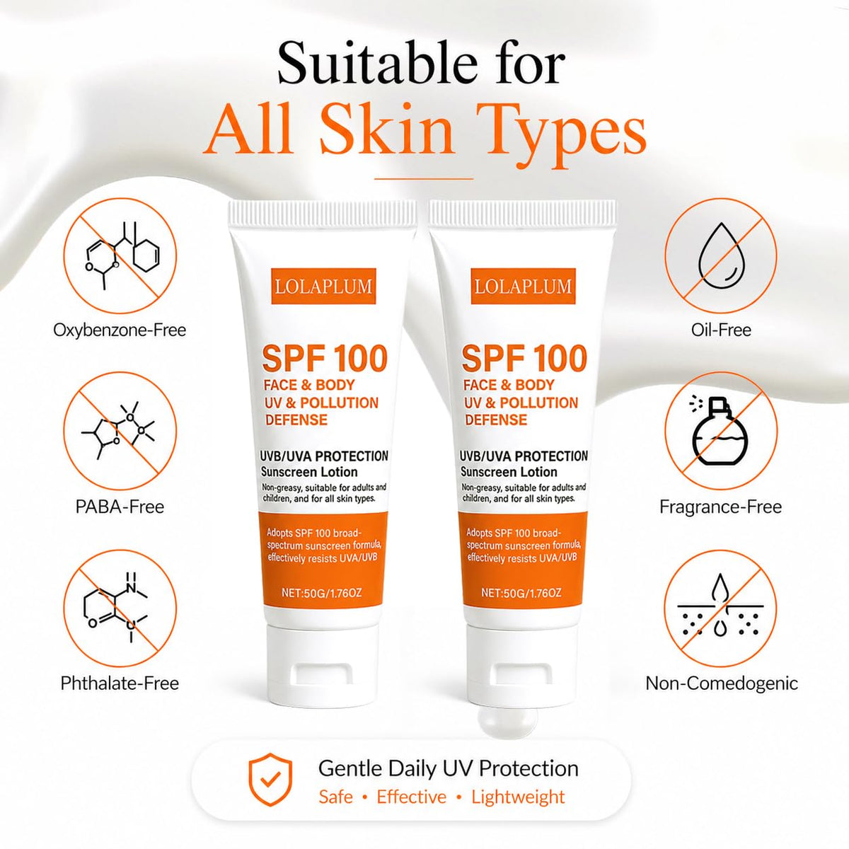 LOLAPLUM sunscreen on wet skin showing water-resistant protection for active use