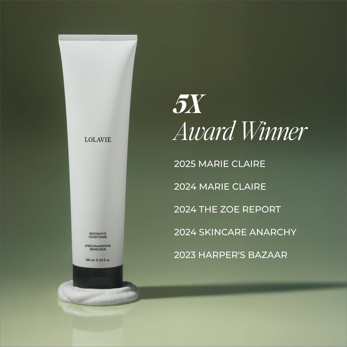 LolaVie conditioner paired with restorative shampoo illustrating a complete routine