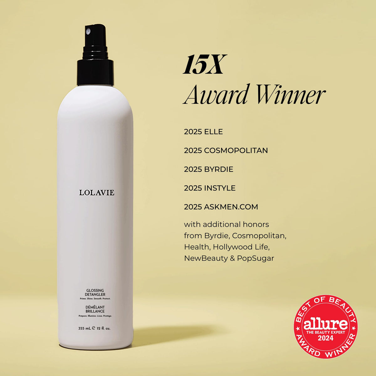 LolaVie 12 oz bottle beside a common object to show scale and travel-friendly size