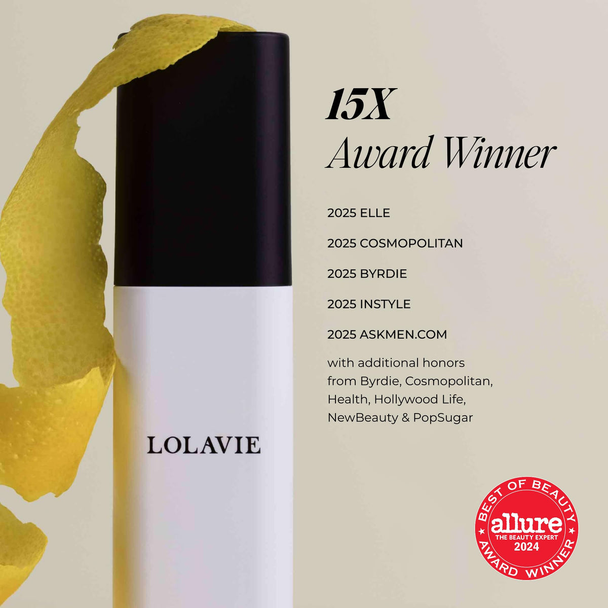 LolaVie bottle on bathroom shelf suggesting everyday styling use