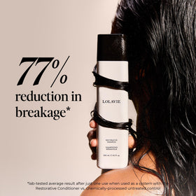 LolaVie creamy lather texture foam demonstrating gentle sulfate-free cleansing