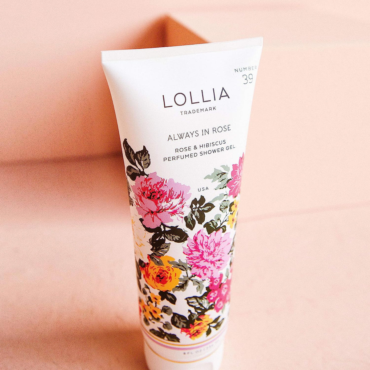 LOLLIA label close-up highlighting floral artwork and signature design