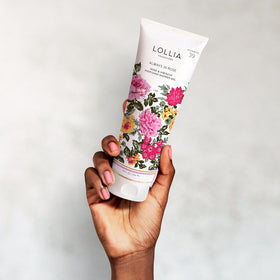 LOLLIA in-shower lifestyle scene suggesting a fragrant, relaxing routine