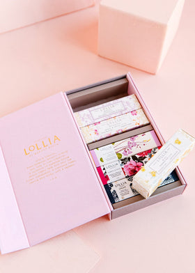 LOLLIA tube close-up showing creamy texture and nourishing ingredients for quick-absorbing hydration