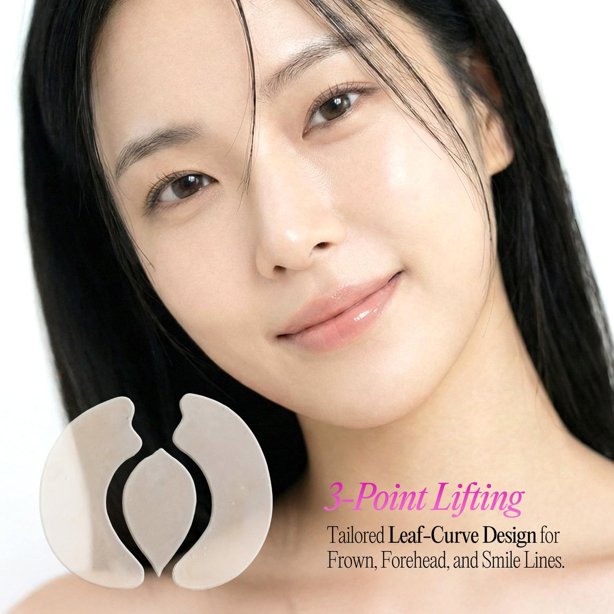 LOLOSKINNY patch applied to nasolabial smile line for targeted smoothing