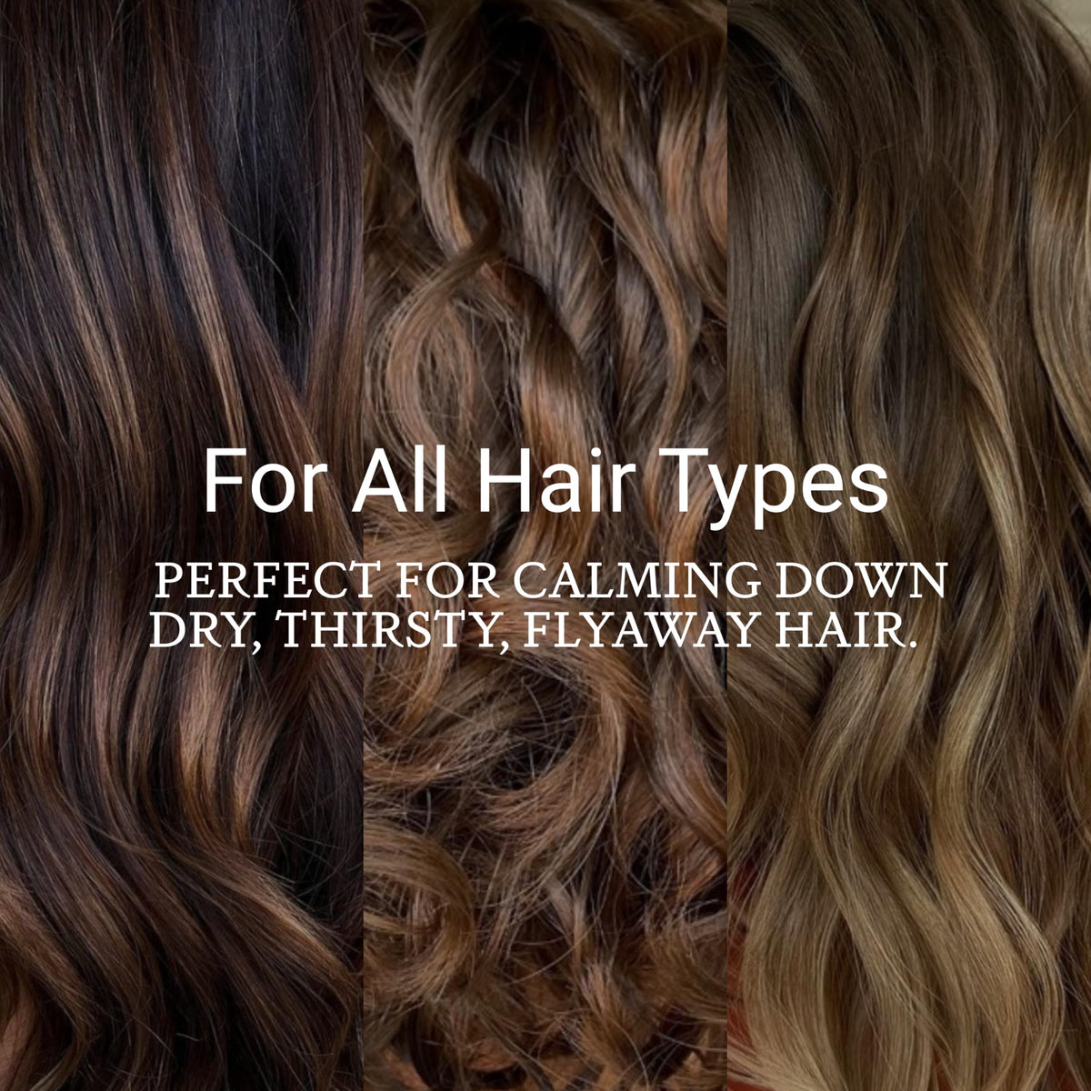 Loma Calming Crème applied to mid-lengths demonstrating detangling and frizz control benefits