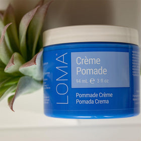 Loma crème pomade lifestyle sink bathroom showing daily use and easy rinsing for convenient care