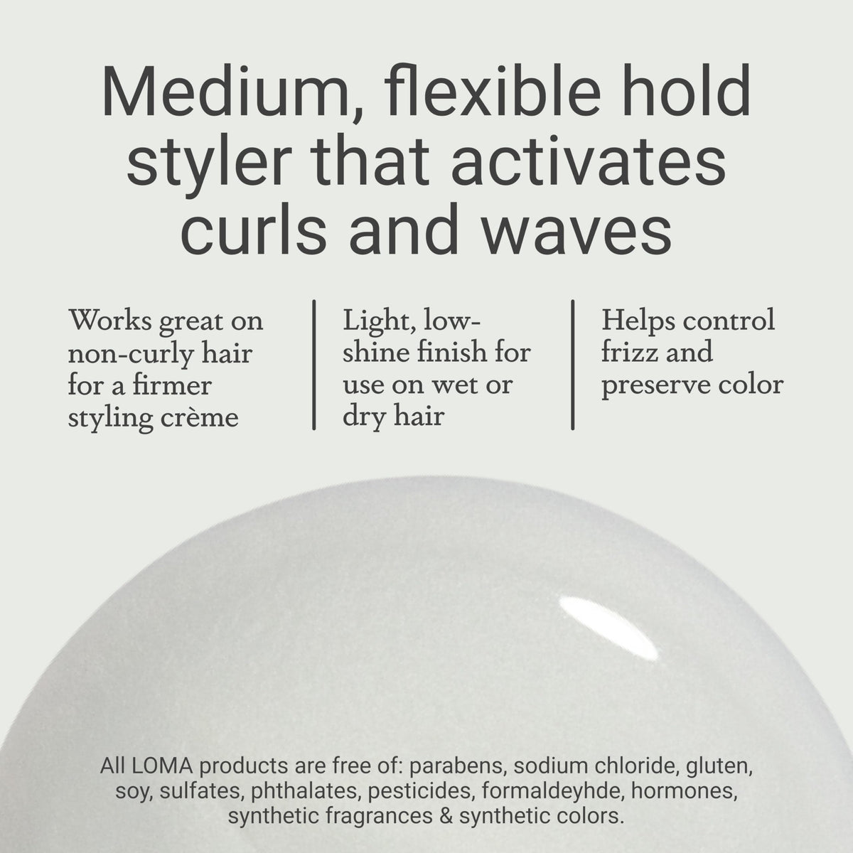Loma Curvature before and after in hair illustrating curl definition and frizz reduction