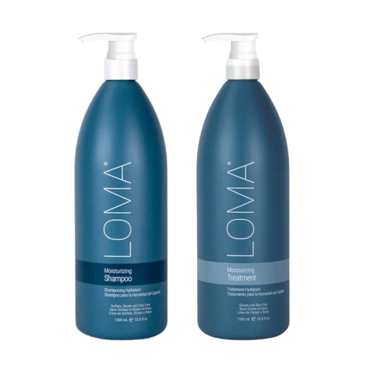 Loma duo front packaging showing bottles and labels, conveys luxury hydration