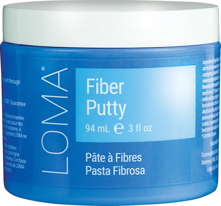 Loma fiber putty front jar showing size and branding for easy identification