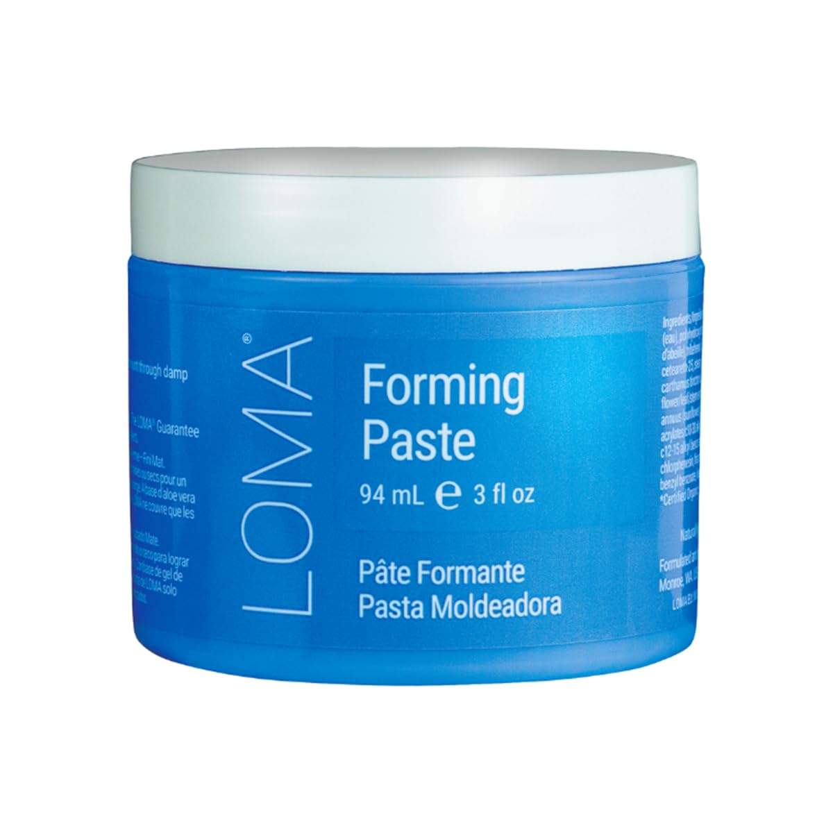Loma forming paste front jar showing label and matte finish benefit