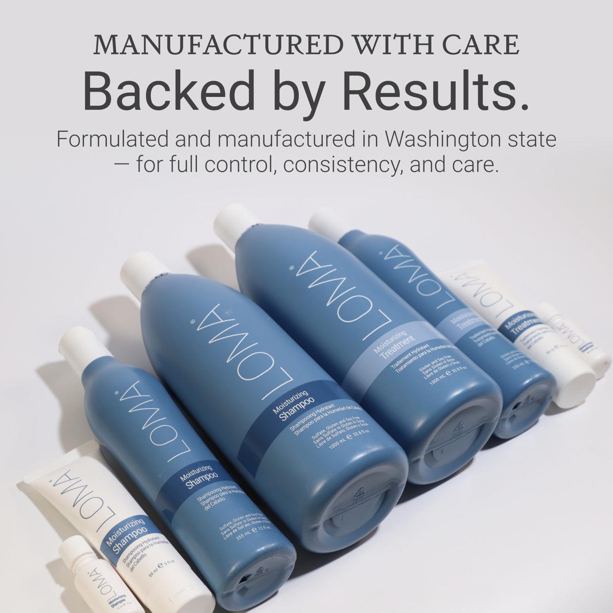 Loma result on shiny styled hair after use, illustrates improved smoothness and manageable finish