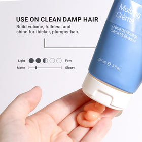 Loma in-hand styling demonstration applying product for manageable hold