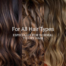LOMA applied to damp hair hands-in-hair, showing faster drying benefit