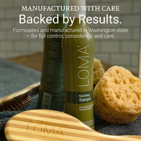 Loma styled hair after use showing shine and smoothness benefit