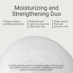 Loma conditioner rinsed from hair in shower, illustrates smooth detangling benefit