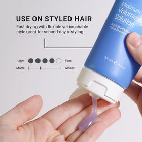 Loma in-use blowdry scene demonstrating fuller hair and faster styling benefit