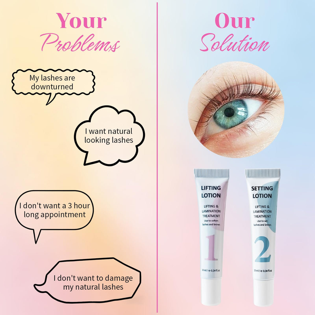 Lomansa before and after lash lift comparison highlighting longer-lasting curl