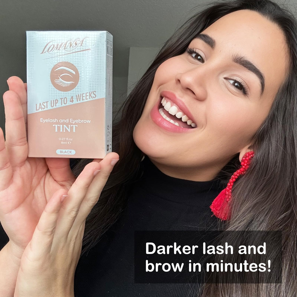 Lomansa tinting in progress on lashes illustrating quick at-home application