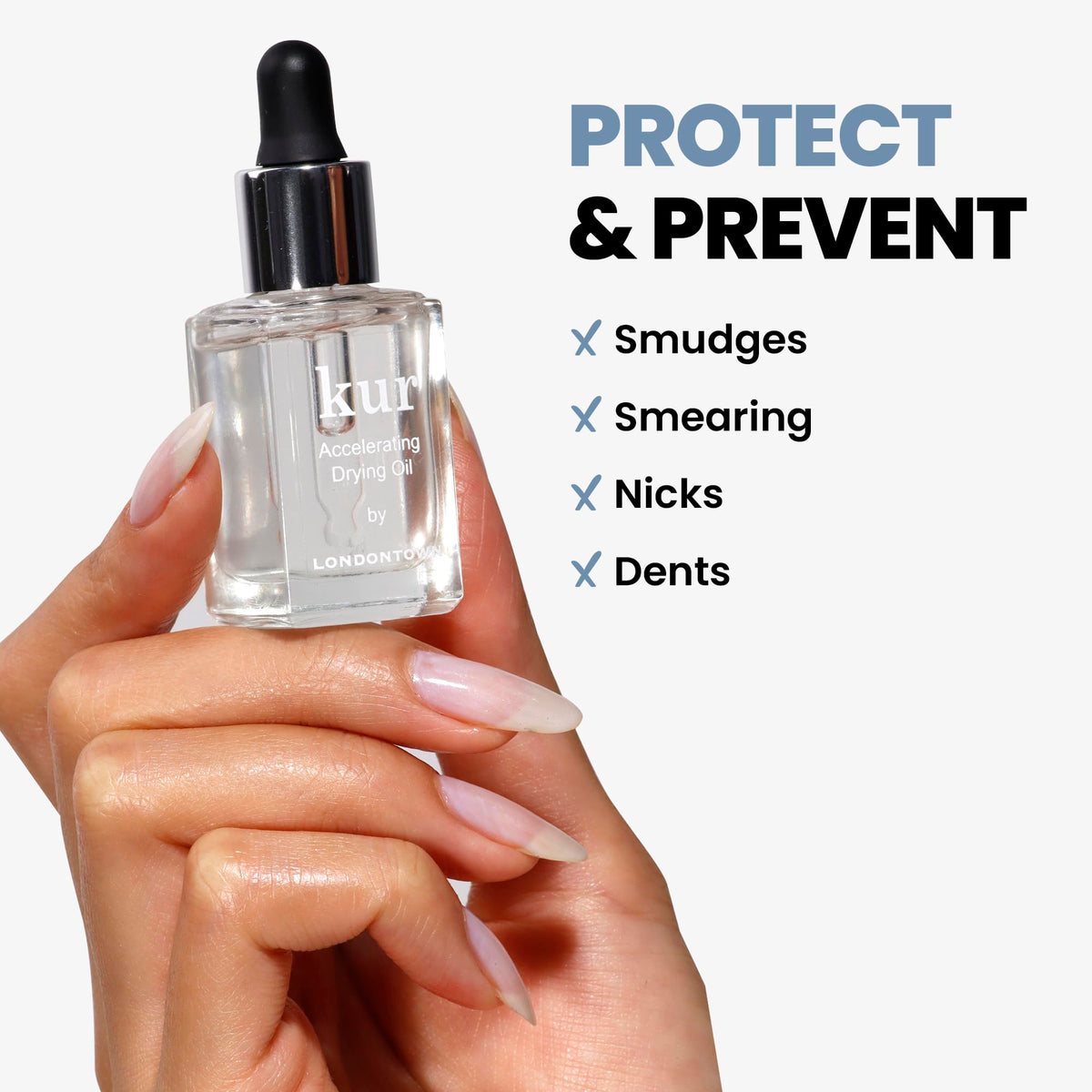 LONDONTOWN applied from hand to nail demonstrating easy use and fast results