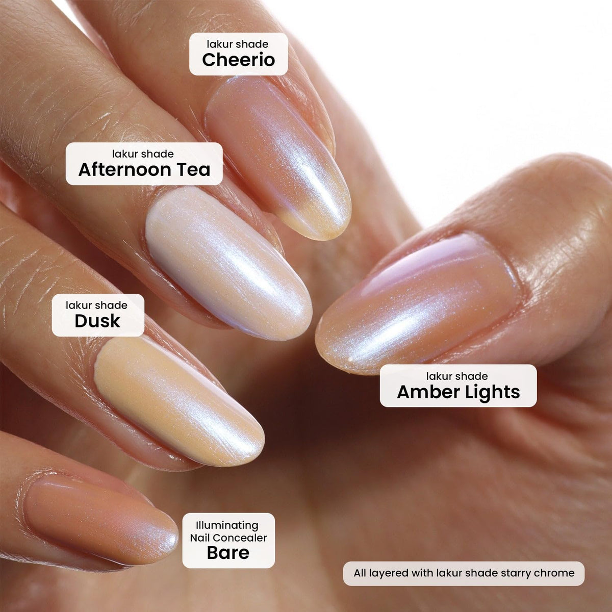 LONDONTOWN manicure lifestyle scene showing chrome topper on hands for modern look